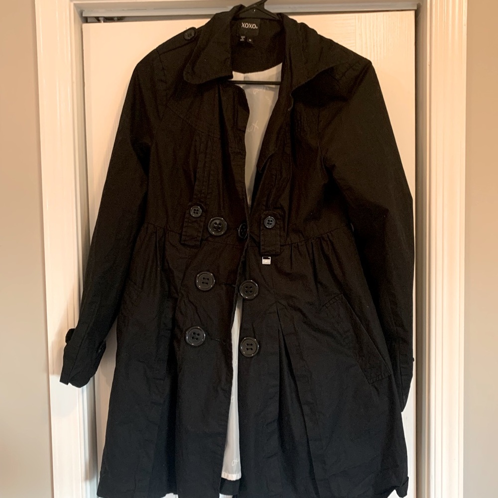 XOXO black rain coat, size medium